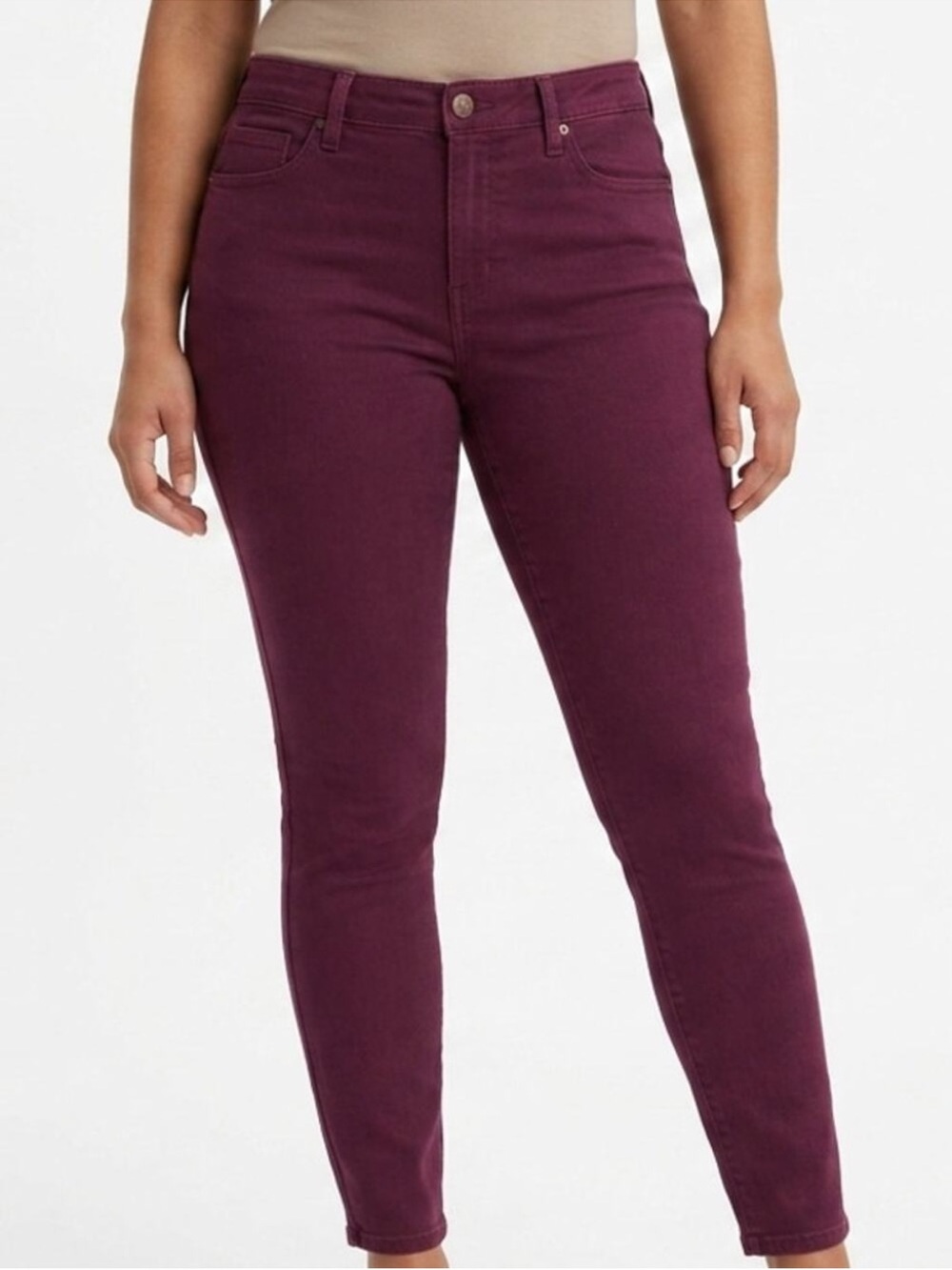 burgundy Talbots Flawless Five-Pocket jeggings